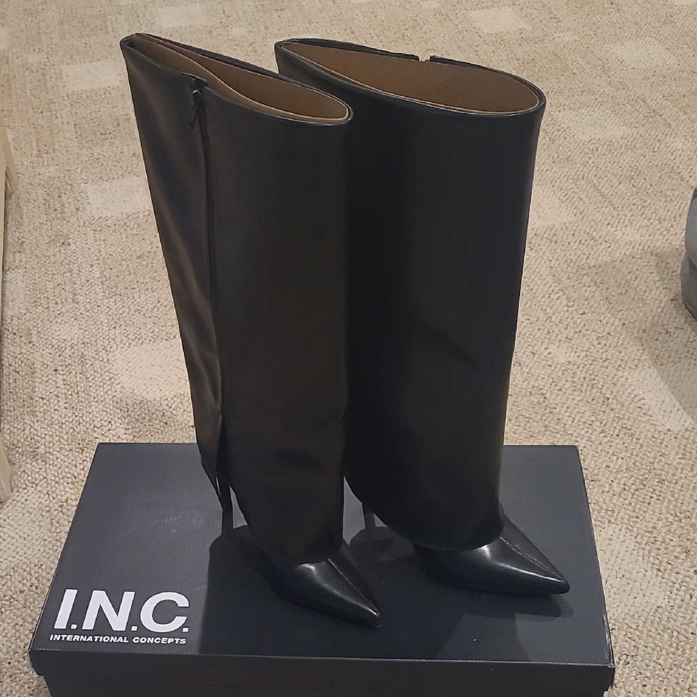INC International Concepts Women's Black Heeled Boots